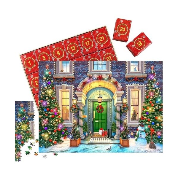 Koranuly l2023 Puzzle Cadeaux Noël 1008 pièces Puzzles Compte à rebours pour, Décoration la Maison Noël 24 Boîtes lpour la 