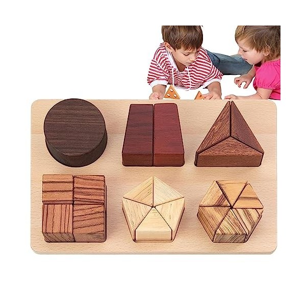 Tebinzi Jouet Formes - Puzzles éducatifs géométriques | Cadeaux dapprentissage Texture Naturelle pour la fête des, Noël et A