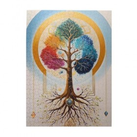 Puzzle de 500 pièces pour adultes - Grand arbre de vie - Puzzle en bois - Décoration familiale - Parfait pour les cadeaux amu