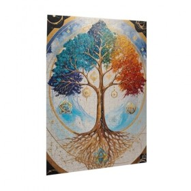 Puzzle de 500 pièces pour adultes - Arbre de vie - Puzzle en bois - Décoration familiale - Parfait pour les cadeaux amusants 