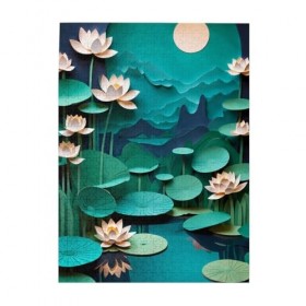 Puzzle de 500 pièces pour adultes - Fleur de lotus - Puzzle en bois - Décoration familiale - Parfait pour les cadeaux amusant