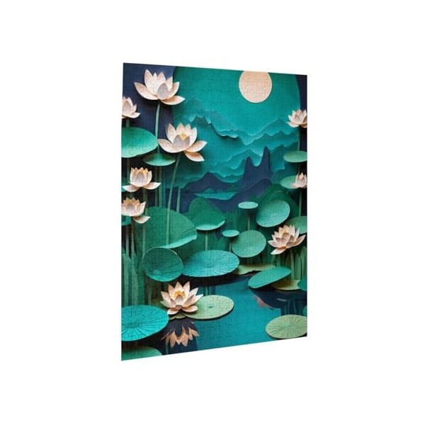 Puzzle de 500 pièces pour adultes - Fleur de lotus - Puzzle en bois - Décoration familiale - Parfait pour les cadeaux amusant