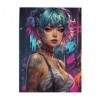 Puzzle de 500 pièces pour adultes Punk Girl Jeu de défi Puzzle en bois Décoration familiale Parfait pour les cadeaux amusants