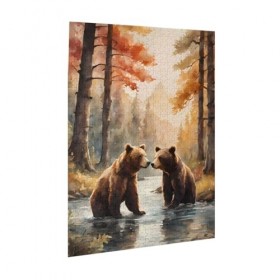Puzzle de 500 pièces pour adultes - Deux ours - Jeu stimulant - Puzzle en bois - Décoration familiale - Parfait pour les cade