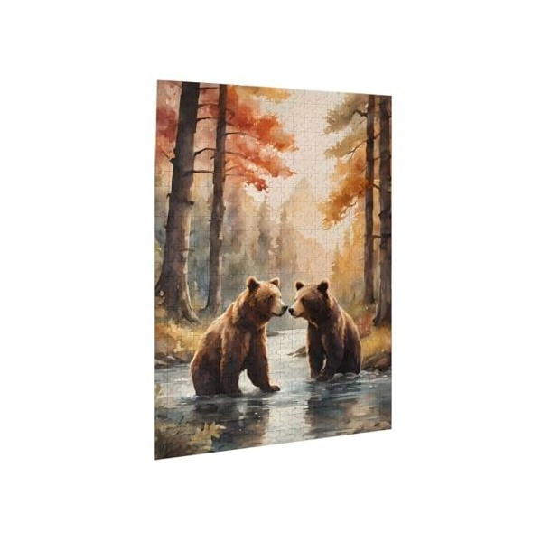 Puzzle de 500 pièces pour adultes - Deux ours - Jeu stimulant - Puzzle en bois - Décoration familiale - Parfait pour les cade