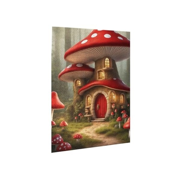 Puzzle de 500 pièces pour adultes - Maison champignon - Jeu stimulant - Puzzle en bois - Décoration familiale - Parfait pour 