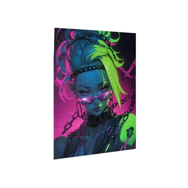 Puzzle de 500 pièces pour adultes Cyberpunk Girl Challenging Game Puzzle en bois Décoration familiale Parfait pour les cadeau