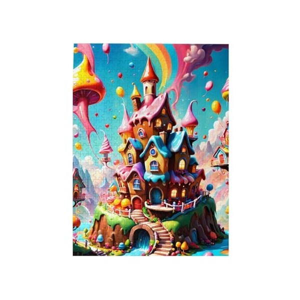 Puzzle de 500 pièces pour adultes Château à sucre Jeu difficile Puzzle en bois Décoration familiale Parfait pour les cadeaux 