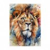 Puzzle de 500 pièces pour adultes - Lion aquarelle - Jeu stimulant - Puzzle en bois - Décoration familiale - Parfait pour les