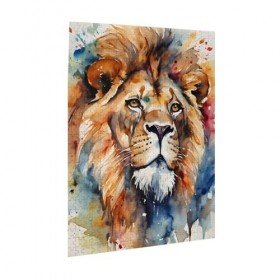Puzzle de 500 pièces pour adultes - Lion aquarelle - Jeu stimulant - Puzzle en bois - Décoration familiale - Parfait pour les