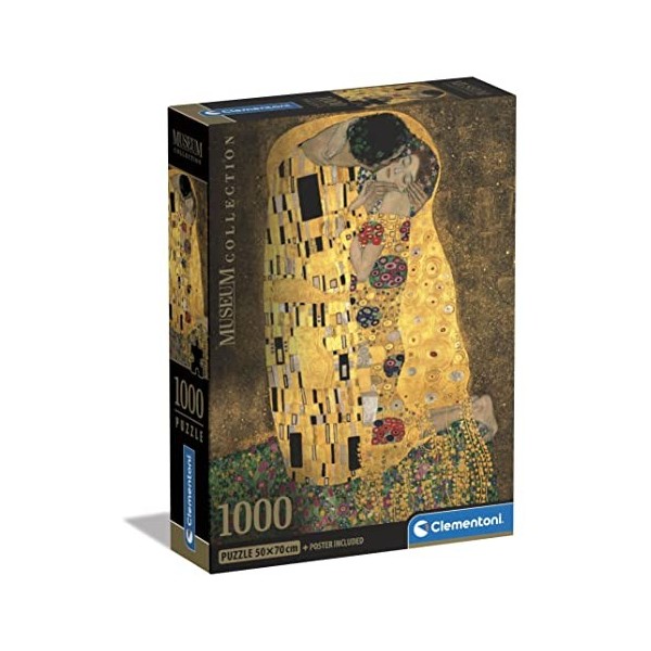 Clementoni- Museum Collection Klimt, The kiss-1000 Pièces-Puzzle, Divertissement pour Adultes-Fabriqué en Italie, 39790