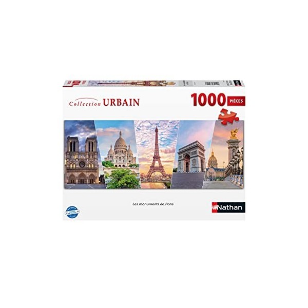 Nathan - Puzzle 1000 pièces - Les monuments de Paris - Adultes et enfants dès 14 ans - Puzzle de qualité supérieure - Encastr