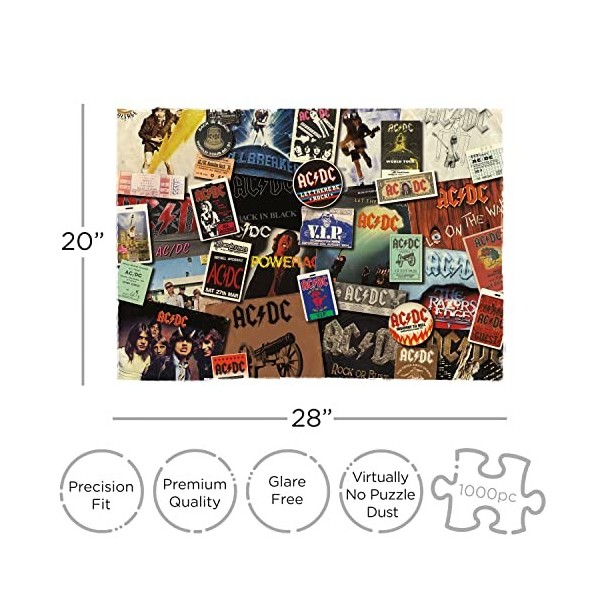 AQUARIUS 65305 AC/DC Albums 1000 Piece Jigsaw Puzzle, Multicolor