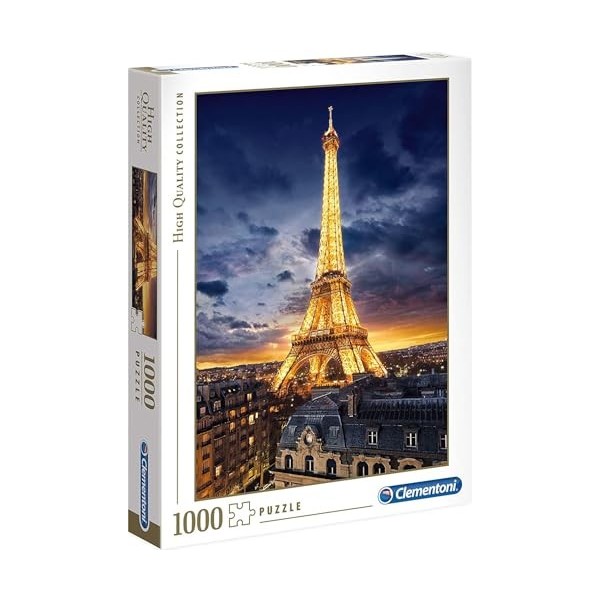 TOYS Puzzle Adulte Vue sur Paris et la Tour Eiffel Illuminee - 1000 Pieces - Collection Monument de France