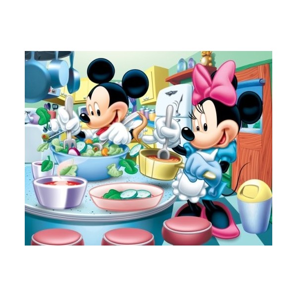 MB - Puzzle Enfant - Puzzles 45 Pièces Disney : Mickey - La Cuisine