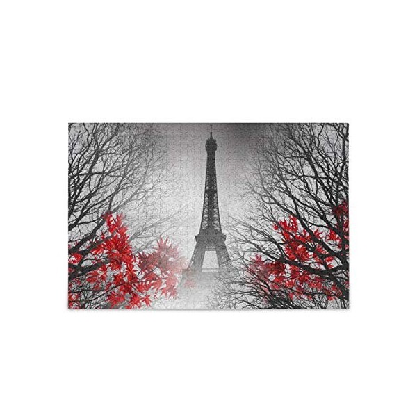 1000 pièces Tour Eiffel Paris Floral Puzzles pour adultes Puzzles en bois Jeu amusant pour adolescents et famille