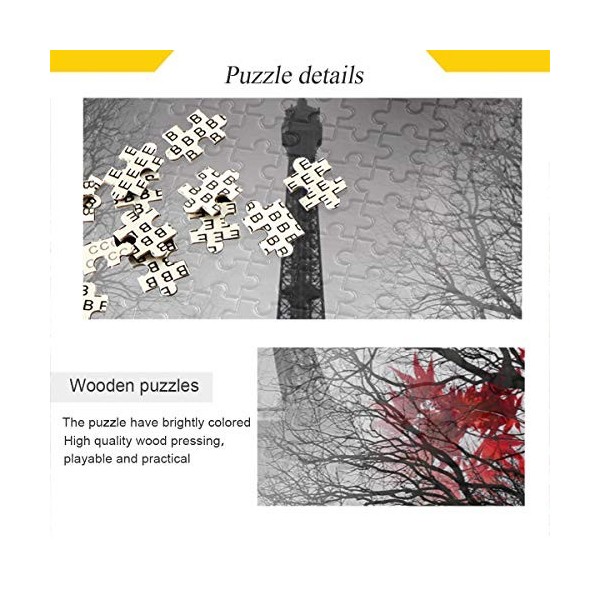 1000 pièces Tour Eiffel Paris Floral Puzzles pour adultes Puzzles en bois Jeu amusant pour adolescents et famille
