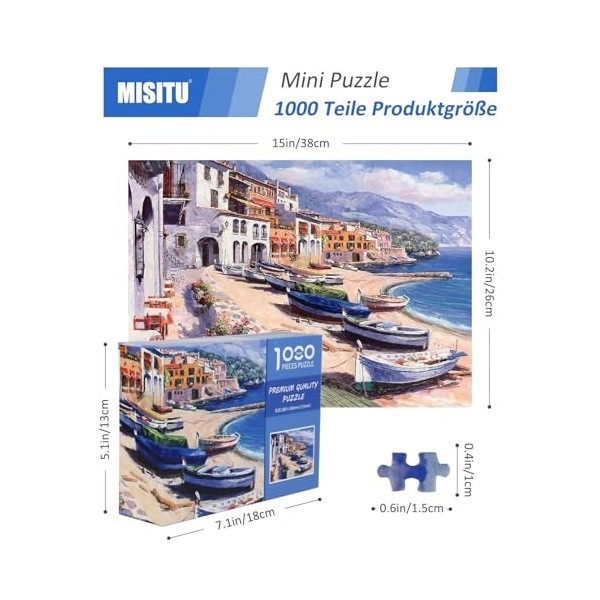 JMbeauuuty Mini puzzle 1000 pièces pour adultes - Plage - Puzzle portable 38 x 26 cm