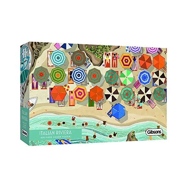 Gibsons White Logo Collection Riviera Italienne Puzzle 636 pièces pour Adultes, GIBG4601