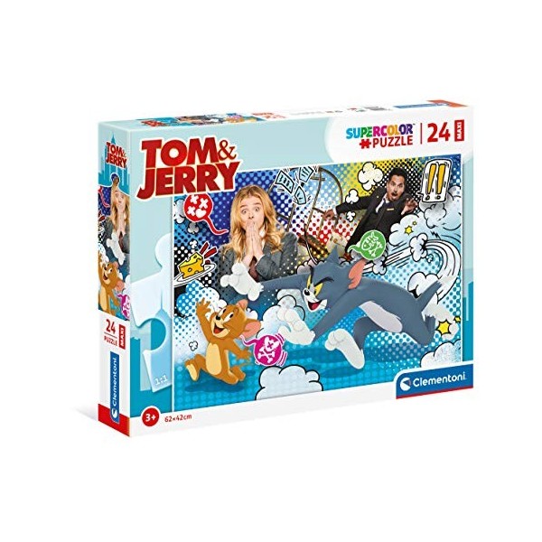Clementoni Tom & Jerry-24 Maxi pièces-Puzzle Enfant-fabriqué en Italie, 3 Ans et Plus, 24212, No Color