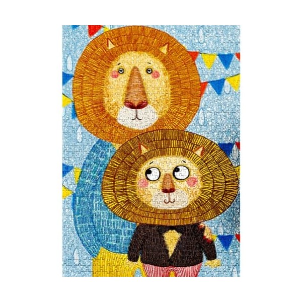 JMbeauuuty Mini puzzle 1000 pièces pour adultes - Père lion et petit lion - Puzzle portable 42 x 30 cm