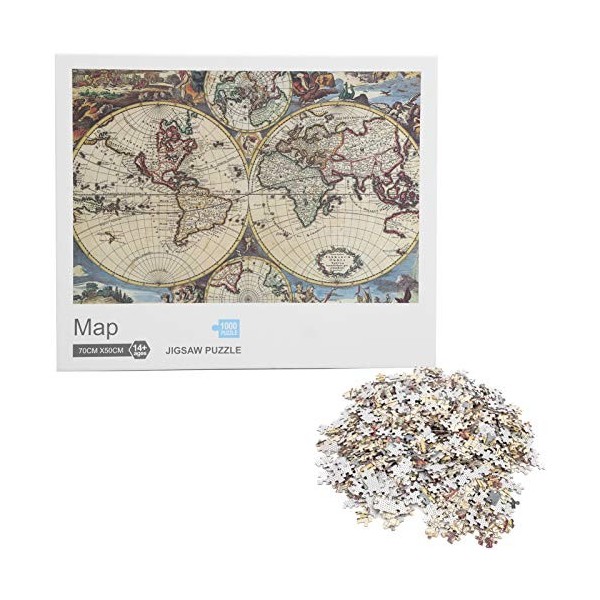 Zerodis 1000 pièces Puzzles Carte du Monde Enfants Concentration Formation Image Assemblage Jouet Paysage Puzzles Jeu pour Ad