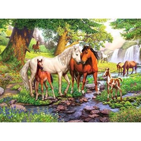 Ravensburger- Chevaux Sauvages sur la rivière Puzzle de 300 pièces, 12904, Jaune