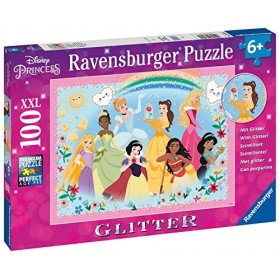 Ravensburger - Puzzle Enfant - Puzzle 100 p XXL - Fortes, belles et courageuses / Disney Princesses Collection Paillettes -