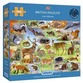 Gibsons 500 pièces British Wildlife | Puzzle Durable Planche 100% recyclée de qualité supérieure | Excellent Cadeau pour Adul