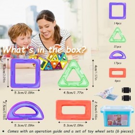 shallyong Construction Magnetique Enfant 60 Pieces, Bloc de Construction Magnétique, Bloc Construction Magnetique pour Enfant