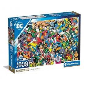 Clementoni Impossible DC Comics Justice League – 1000 pièces, Horizontal, Difficile, Puzzle Super-héros, Divertissement pour 