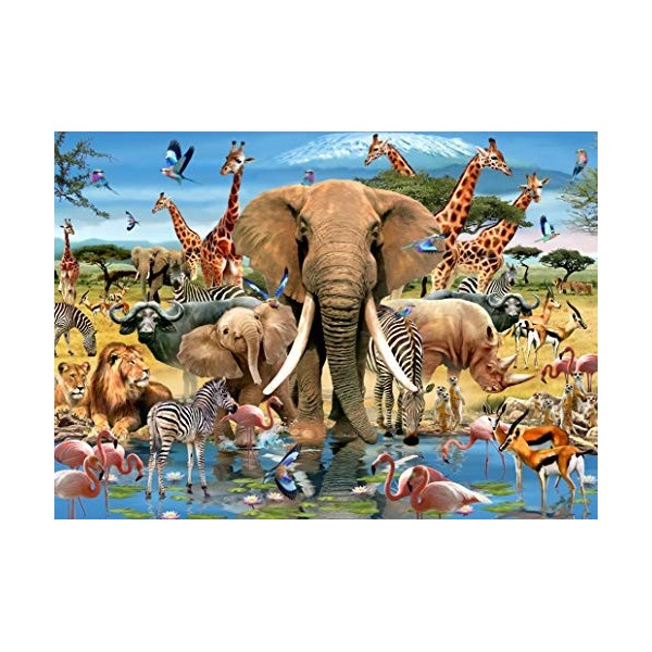Howard Robinson- Kidicraft-Africana Elephant Puzzle Traditionnel, K22514, Multicolore