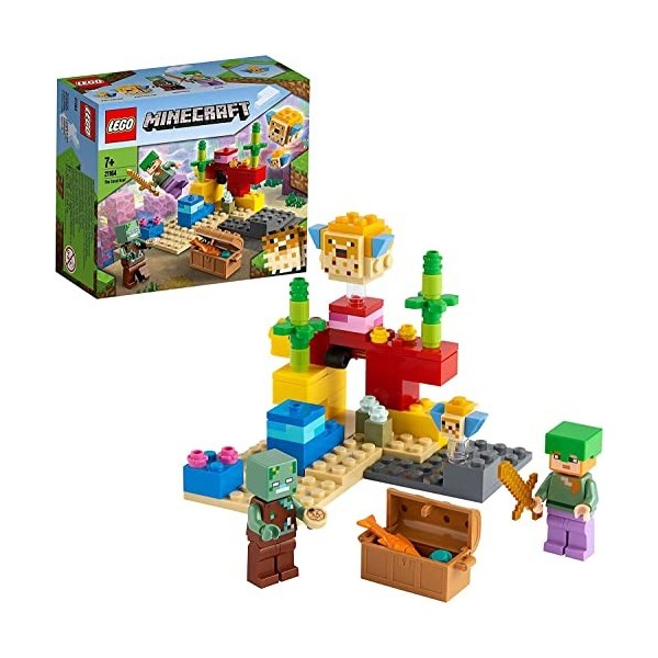 Lego Minecraft Kit de construction pour enfant Le récif corallien 21164 + La grotte en pierre à goutte 30647 