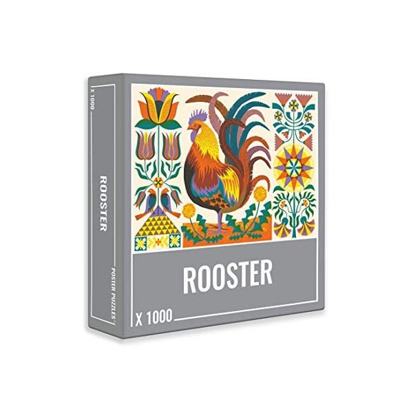 Rooster de Cloudberries - Puzzle de Coq de 1000 pièces Magnifiquement illustré pour Adultes, avec des Couleurs Orange et Jaun