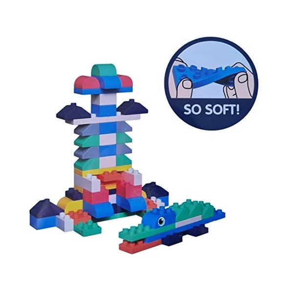 Blocs de Construction Mous pour Les Petits Enfants. Compatible avec Lego Duplo. 60 pièces et Base dassemblage