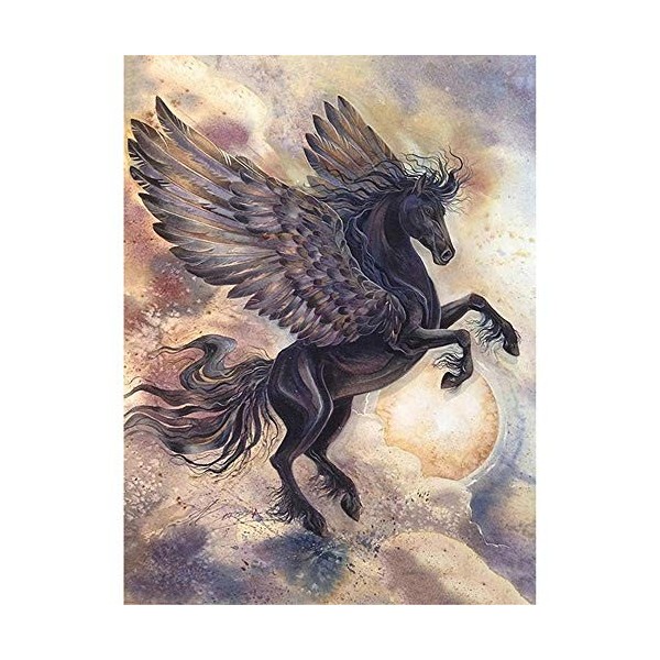 Puzzle 1000 pièces Puzzle Cheval ailé Noir pour Adultes Enfants 26X38cm(10.23 * 14.96inch)