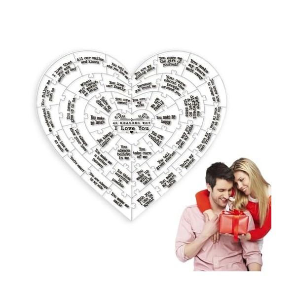 ZUREGO Puzzles en Forme de cœur,Puzzles pour la Saint-Valentin, Le Jour où Je t’AI rencontré Ensemble de Puzzle Acrylique, Pu