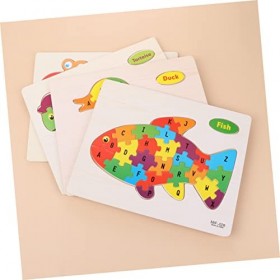 ibasenice 4 Pièces Jouets Éducatifs pour Les Enfants Puzzle Alphabétique Casse-tête des Animaux De Lalphabet Blocs De Constr