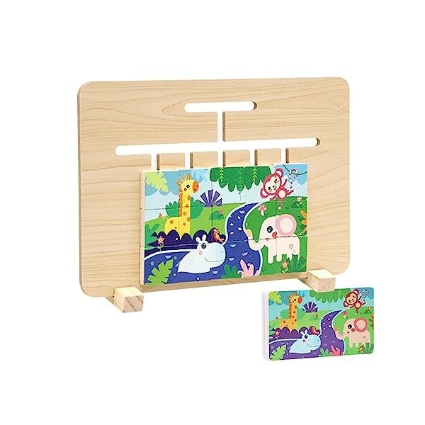 Puzzle coulissant Montessori | Puzzle 2 en 1 avec toboggan et jouets assortis pour dâge préscolaire,Slide Puzzle Board Color