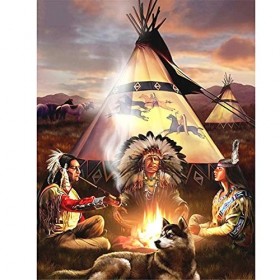 1000 pièces de Puzzles pour Adultes, Famille tribale la Nuit, Bonnes Collections et Cadeaux danniversaire 26X38cm（10.23 * 14