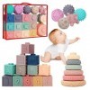 vvhippo Jeux Montessori Bébé 6-12 Mois, Cube Sensoriels Souples a Empiler, Cube dactivité Bébé, Jeux Educatif Jouets déveil