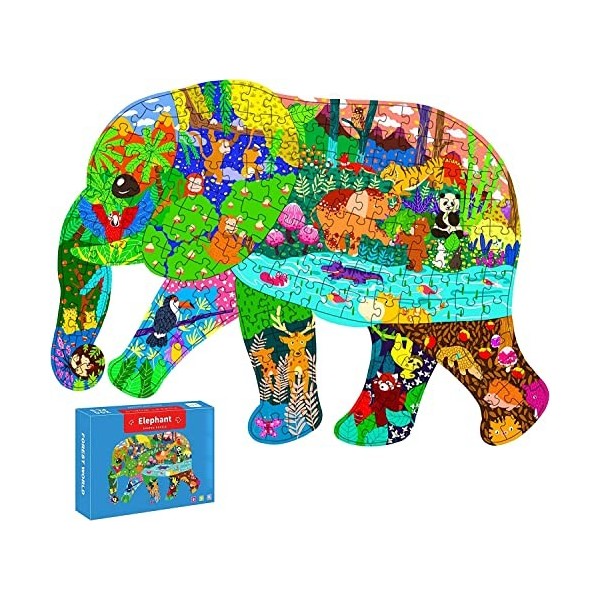 AveJoys Éléphant Enfants Puzzle 200 Pièces Puzzles pour 4 5 6 7 8 9 10 Ans Enfants, Jouets Éducatifs Cadeau Puzzles pour 8-10