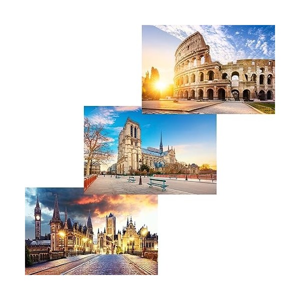 MISITU Lot de 3 Mini Puzzles de 150 pièces pour Adultes Micro Puzzle Difficile Paysage Puzzles