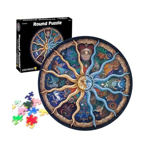 TaimeiMao Puzzle Adulte 1000 pièces, Puzzle Rond, Constellation Puzzle, Puzzle DIY Jeu DIntelligence De lart de la Décorati