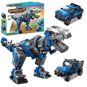 Apostrophe Games Ensemble de Blocs de Construction dExpédition de Dinosaures 3 en 1 375 pièces Construisez Un T-Rex, Un Ca