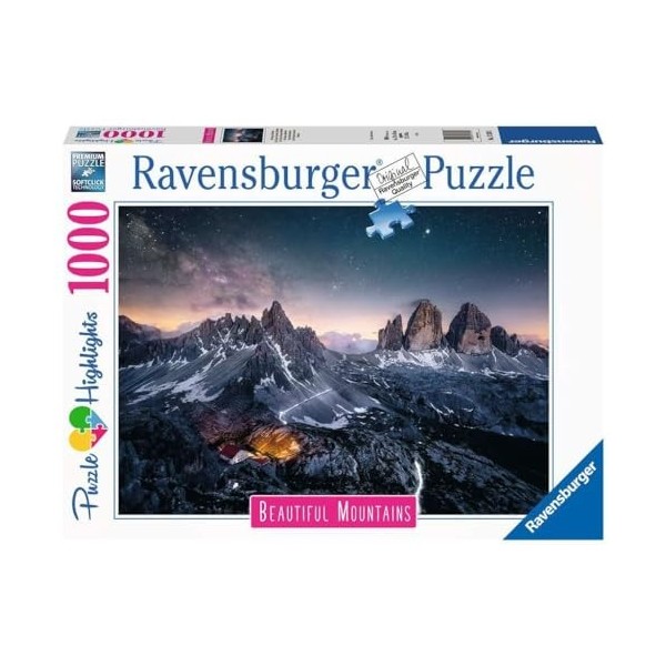 Ravensburger Puzzle Adulte 1000 p - Les Tre Cime di lavaredo, Dolomites Puzzle Highlights - Adultes, enfants dès 14 ans - P