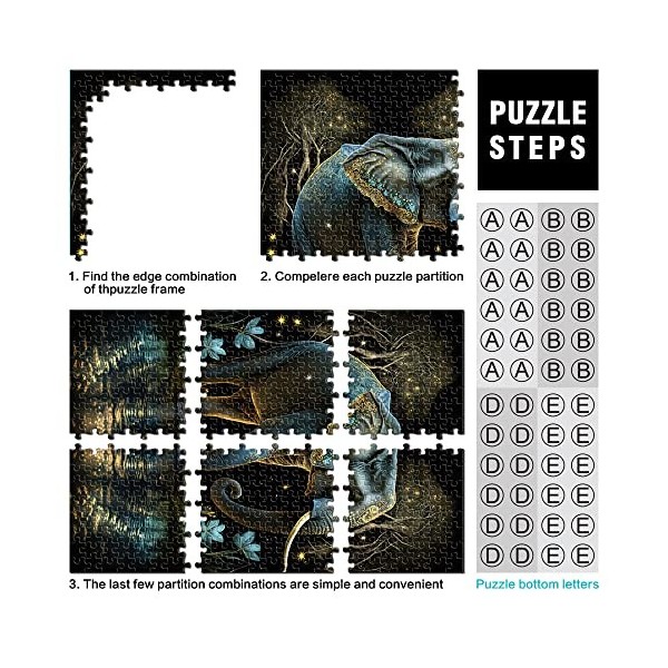 1000 Pièces Adultes Puzzle Coloré Éléphant Forêt Puzzle pour Enfants Puzzles en Carton Jeux de Puzzles Amusants Taille 26x38