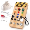 Konijiwa Montessori Busy Board Activity Board en Bois avec 8 LED - Jouet éducatif sensoriel pour bébés et Jeunes Enfants à pa