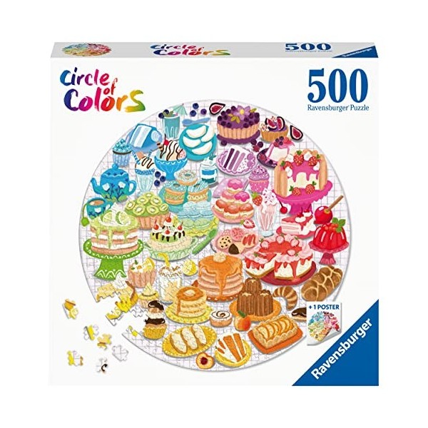 Ravensburger - Puzzle Adulte - Puzzle rond 500 p - Desserts Circle of Colors - 17171