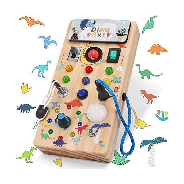 Konijiwa Montessori Busy Board Activity Board en Bois avec 8 LED - Jouet éducatif sensoriel pour bébés et Jeunes Enfants à pa